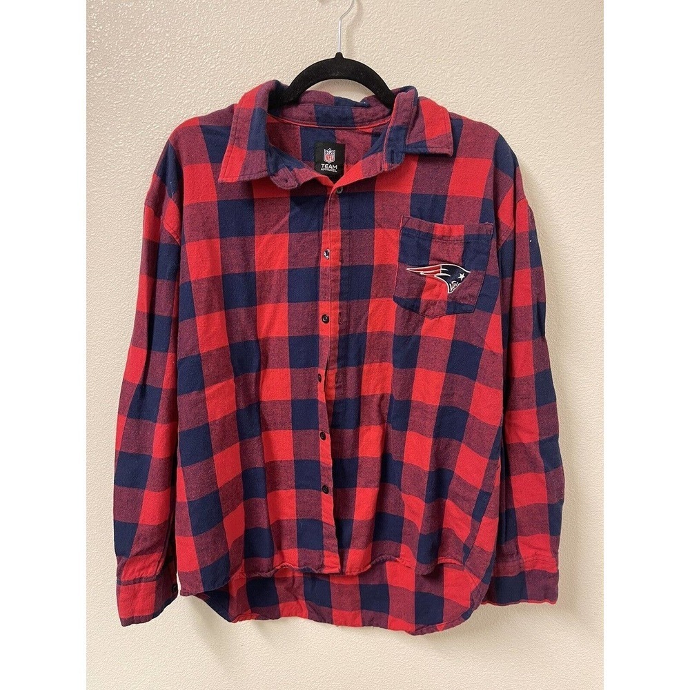 New England Patriots Flannel Shirt Womens M Button Down NFL Embroidered​​